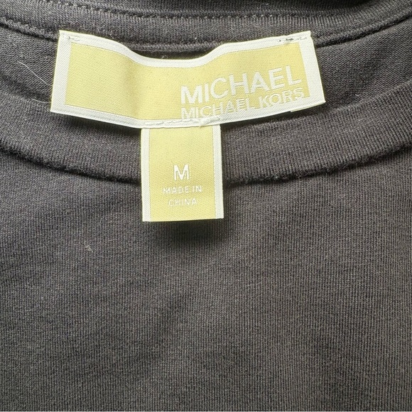 Michael Kors Black Asymmetrical Ruched Knee Length T-Shirt Dress Medium - Picture 2 of 9